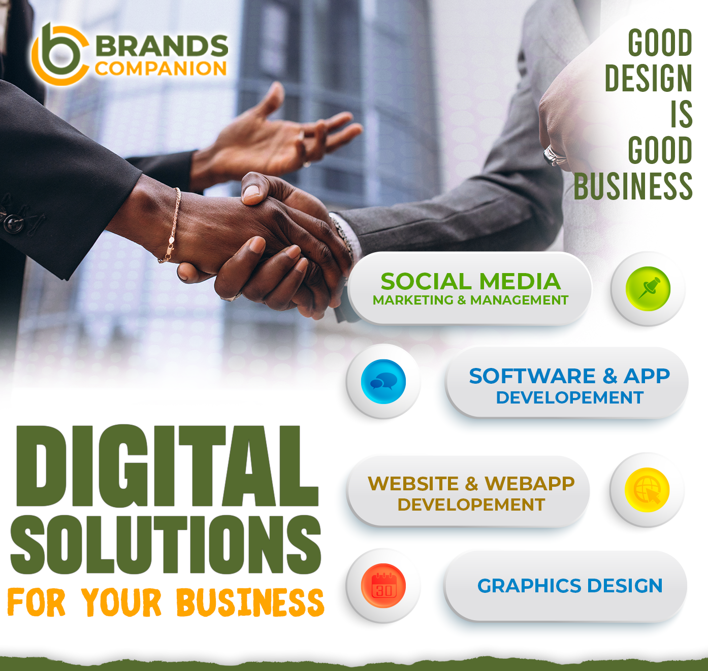 Brands Companion digital solutions flyer � Social Media, Web & App Development, Graphics Design